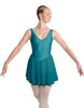 Solid Lycra and Chiffon V Neck Bodice Dress