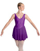 Solid Lycra and Chiffon V Neck Bodice Dress