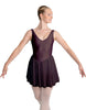 Solid Lycra and Chiffon V Neck Bodice Dress