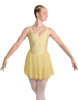 Solid Lycra and Chiffon V Neck Bodice Dress