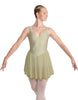 Solid Lycra and Chiffon V Neck Bodice Dress
