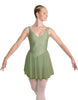 Solid Lycra and Chiffon V Neck Bodice Dress