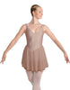 Solid Lycra and Chiffon V Neck Bodice Dress