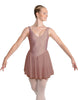 Solid Lycra and Chiffon V Neck Bodice Dress