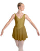 Solid Lycra and Chiffon V Neck Bodice Dress