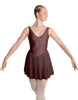 Solid Lycra and Chiffon V Neck Bodice Dress