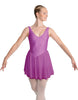 Solid Lycra and Chiffon V Neck Bodice Dress