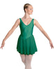 Solid Lycra and Chiffon V Neck Bodice Dress
