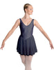 Solid Lycra and Chiffon V Neck Bodice Dress