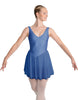 Solid Lycra and Chiffon V Neck Bodice Dress