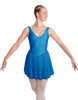 Solid Lycra and Chiffon V Neck Bodice Dress