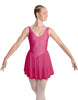 Solid Lycra and Chiffon V Neck Bodice Dress