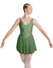 Solid Lycra and Chiffon V Neck Bodice Dress