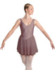 Solid Lycra and Chiffon V Neck Bodice Dress