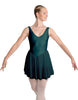 Solid Lycra and Chiffon V Neck Bodice Dress