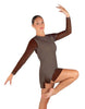 Solid Mesh and Lycra LS Round Neck Dress with Open Back and Side Slits w/biketard