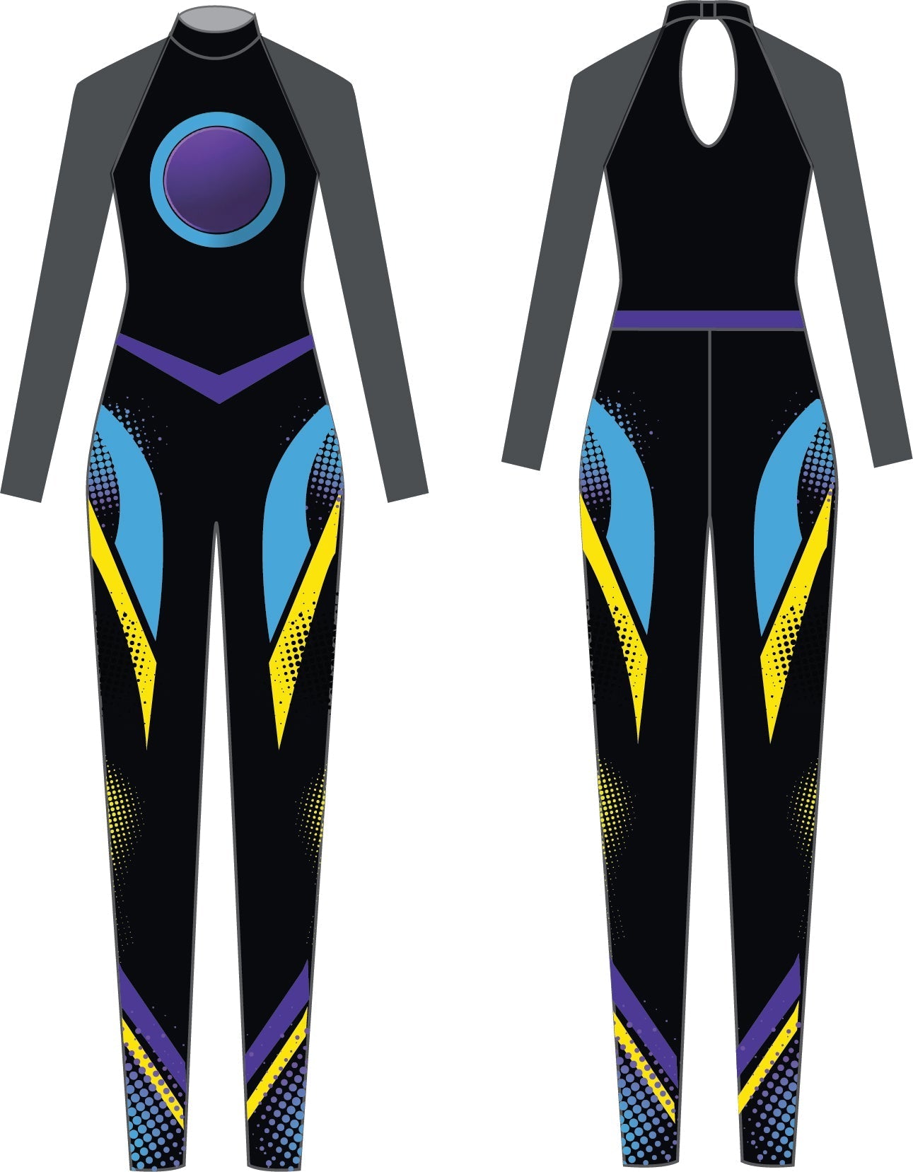 Custom Bop It LS TNeck Raglan Keyhole V Front Unitard