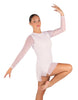 Solid Mesh and Lycra LS Round Neck Dress with Open Back and Side Slits w/biketard