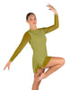 Solid Mesh and Lycra LS Round Neck Dress with Open Back and Side Slits w/biketard
