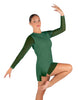 Solid Mesh and Lycra LS Round Neck Dress with Open Back and Side Slits w/biketard