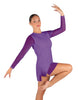 Solid Mesh and Lycra LS Round Neck Dress with Open Back and Side Slits w/biketard