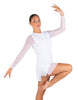 Solid Mesh and Lycra LS Round Neck Dress with Open Back and Side Slits w/biketard