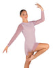 Solid Mesh and Lycra LS Round Neck Dress with Open Back and Side Slits w/biketard