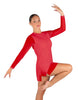 Solid Mesh and Lycra LS Round Neck Dress with Open Back and Side Slits w/biketard