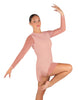 Solid Mesh and Lycra LS Round Neck Dress with Open Back and Side Slits w/biketard
