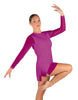 Solid Mesh and Lycra LS Round Neck Dress with Open Back and Side Slits w/biketard
