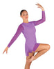 Solid Mesh and Lycra LS Round Neck Dress with Open Back and Side Slits w/biketard