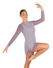 Solid Mesh and Lycra LS Round Neck Dress with Open Back and Side Slits w/biketard