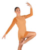 Solid Mesh and Lycra LS Round Neck Dress with Open Back and Side Slits w/biketard