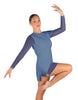 Solid Mesh and Lycra LS Round Neck Dress with Open Back and Side Slits w/biketard
