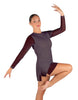 Solid Mesh and Lycra LS Round Neck Dress with Open Back and Side Slits w/biketard
