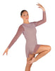 Solid Mesh and Lycra LS Round Neck Dress with Open Back and Side Slits w/biketard