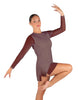 Solid Mesh and Lycra LS Round Neck Dress with Open Back and Side Slits w/biketard