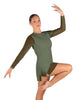 Solid Mesh and Lycra LS Round Neck Dress with Open Back and Side Slits w/biketard