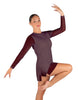 Solid Mesh and Lycra LS Round Neck Dress with Open Back and Side Slits w/biketard