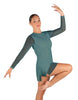 Solid Mesh and Lycra LS Round Neck Dress with Open Back and Side Slits w/biketard
