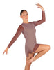 Solid Mesh and Lycra LS Round Neck Dress with Open Back and Side Slits w/biketard