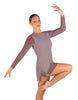 Solid Mesh and Lycra LS Round Neck Dress with Open Back and Side Slits w/biketard