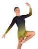 Divine LS Round Neck Dress with Open Back and Side Slits Sheer