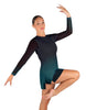 Divine LS Round Neck Dress with Open Back and Side Slits Sheer