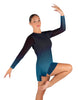 Divine LS Round Neck Dress with Open Back and Side Slits Sheer