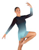 Divine LS Round Neck Dress with Open Back and Side Slits Sheer