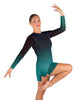 Divine LS Round Neck Dress with Open Back and Side Slits Sheer