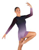 Divine LS Round Neck Dress with Open Back and Side Slits Sheer