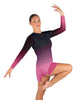 Divine LS Round Neck Dress with Open Back and Side Slits Sheer