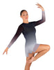 Divine LS Round Neck Dress with Open Back and Side Slits Sheer